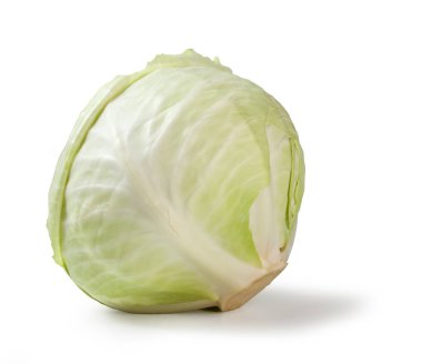 Beyaz lahana beyaz arka planda izole edilmiş Cavolo Cappuccio Brassica oleracea var. kapitata