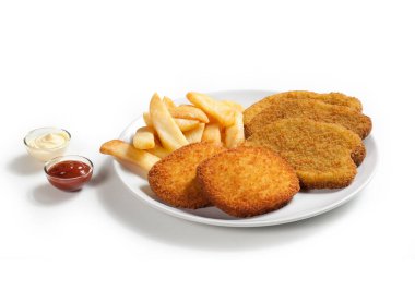 Beyaz Arkaplanda Kızarmış Patates Kordonu