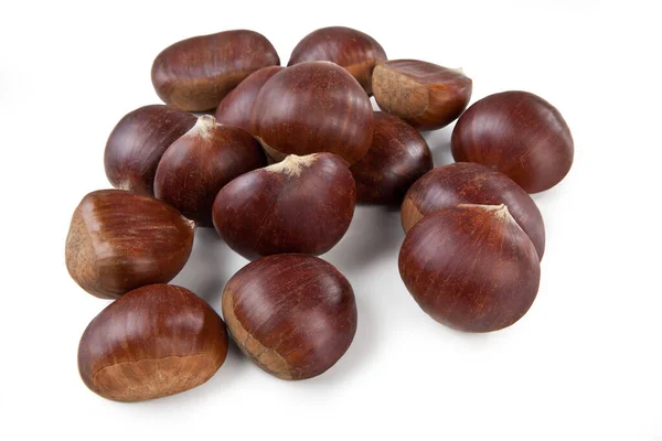 Bunch Chestnuts Isolated White Background — Stock Photo, Image