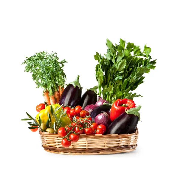 Košík Zelenina Složení Zátiší Typické Itálie — Stock fotografie