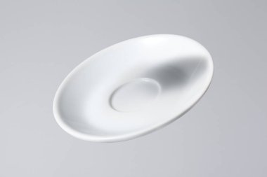 İtalyan Mermer Kahve Tabağı, Gri Arkaplanda İzole edilmiş İtalyan Espresso Tabağı, Gölge ile birlikte İtalyan Barosu 'ndan (Kafeterya).