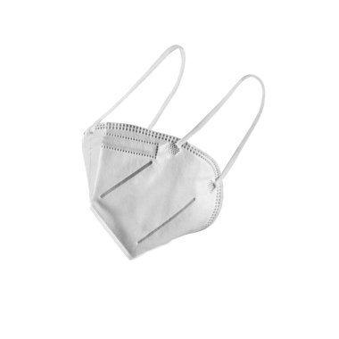 FFP2 Tıbbi Maske, COVID-19 Coronavirus İçin Kapalı ya da Giyilmiş Maske, Beyaz Arkaplanda Grip Koruması İzole Edildi