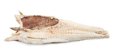 Balık, tuzsuz balık, Gadus morhua, beyaz arka planda izole edilmiş.