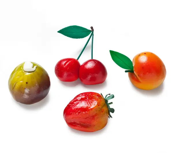 Frutti Marzapane Sfondo Bianco — Foto Stock