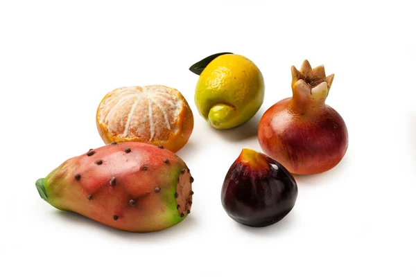 Frutti Marzapane Sfondo Bianco — Foto Stock