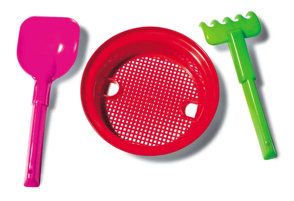 Secchiellobeach Brinquedos Para Crianças Conjunto Ferramentas Areia Plástico Colorido Ancinho — Fotografia de Stock