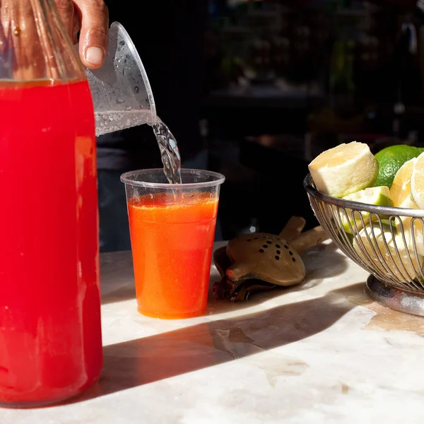 Seltzer Soda Drink Sicily Selz Traditional Italian Kiosk Background Red — Stock Photo, Image