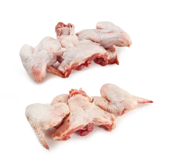 Rohe Hühnerflügel Zwei Paar Isoliert Auf Weißem Hintergrund — Stockfoto