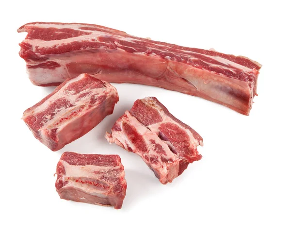 Surowe Mięso Wołowe Włoskie Danie Bollito Gotowane Kością Izolowane Białym — Zdjęcie stockowe