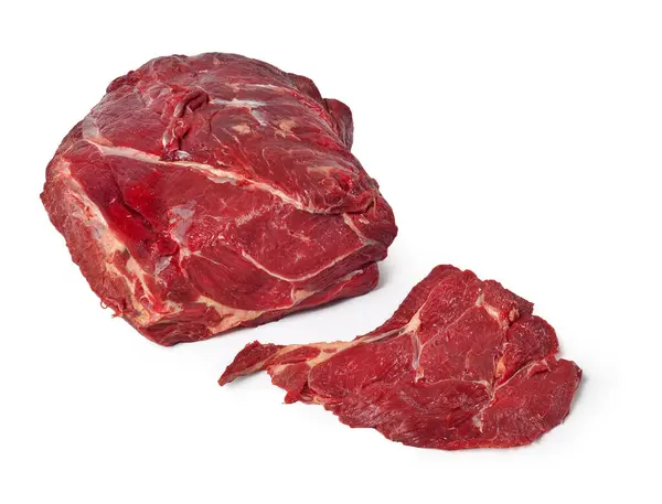馬肉ブリスケットステーキ イタリア語 Spalla 白い背景に隔離 — ストック写真