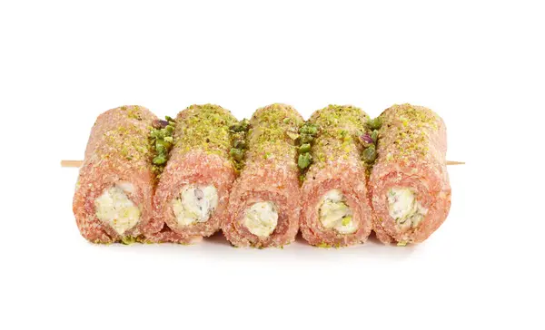 Ιταλικά Βοείου Κρέατος Roll Ups Ραβδί Πιστάτσιο Και Τυρί Συμμετοχή — Φωτογραφία Αρχείου