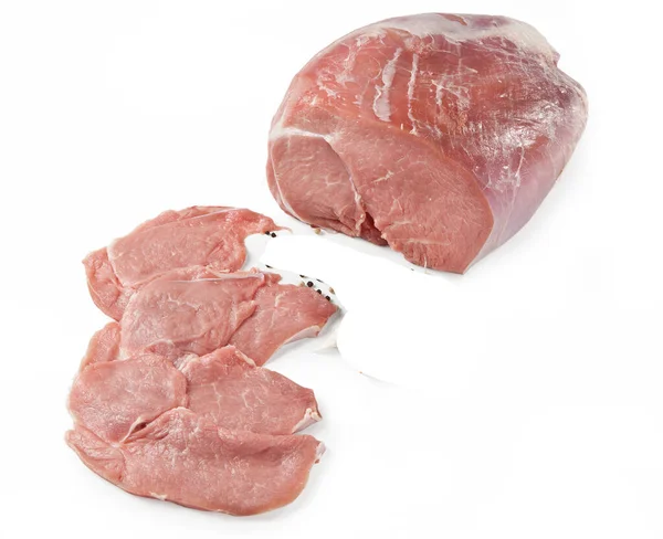 Lombo Inferior Vitela Carne Crua Isolado Fundo Branco — Fotografia de Stock