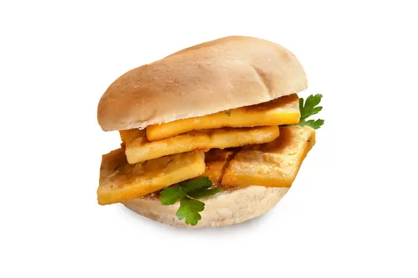 Panelle Sandwich Typiske Sicilianske Fritters Med Fried Chickpea Mel Isolert – stockfoto