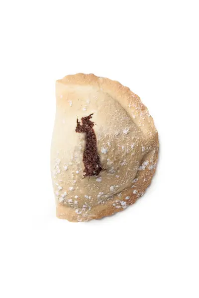 Biscoitos Carne Chocolate Modica Sicília Close Single Traditional Italian Mpanatigghi — Fotografia de Stock