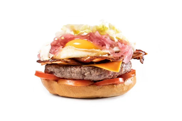 Panino Completo Hamburger Isolated White Background — Stock Photo, Image