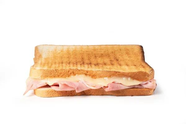 Toast Ham Kaas Sandwich Geïsoleerd Witte Achtergrond — Stockfoto