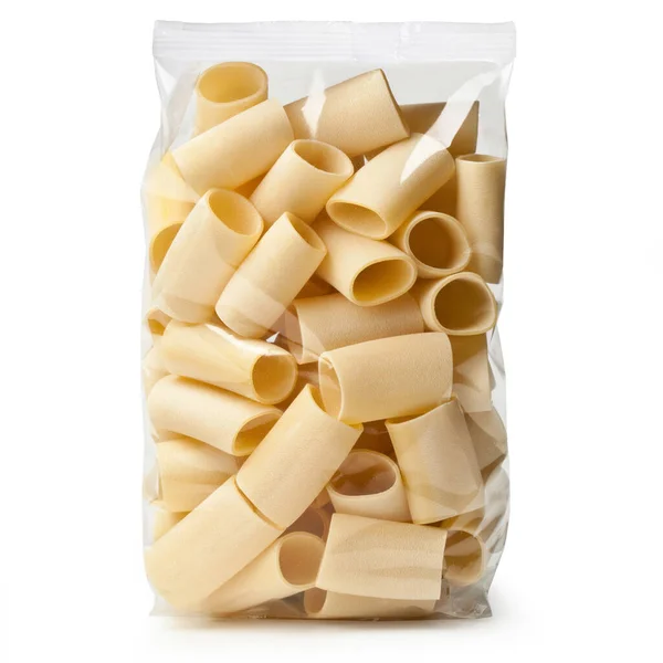 Italian Pasta Pack Paccheri Type Isolated White Background — Stock Photo, Image