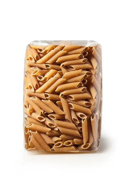 Integraler Pasta Pack Typ Penne Rigate Isoliert Auf Weißem Hintergrund — Stockfoto