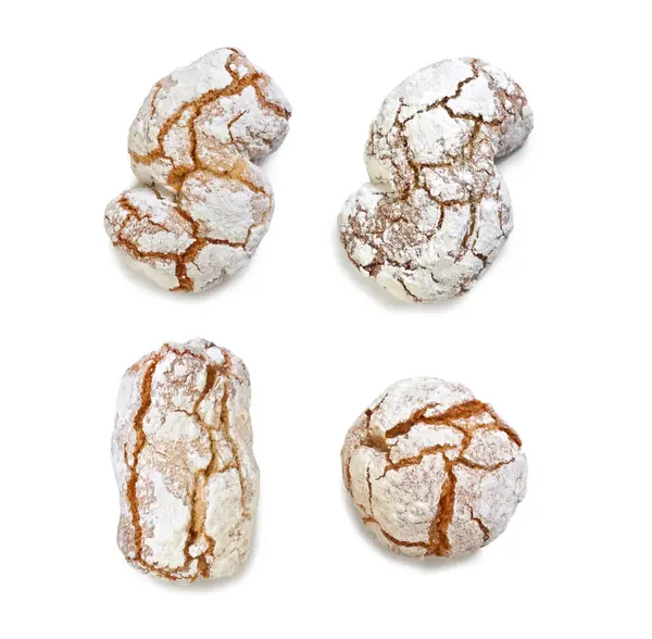 Sicilian Almond Cookies Pasta Mandorla Top View Isolated White Background — Stock Photo, Image