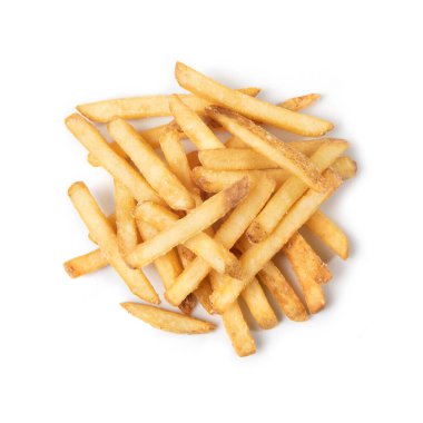 Patates cipsi, patates kızartması. Beyaz arka planda izole edilmiş.