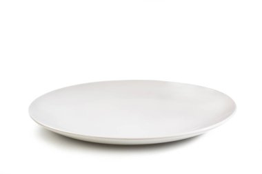 Yiyecek için Boş Düz Beyaz Bulaşık Önü Plakası Beyaz Arkaplanda Kapalı Makro Yakın Çekim