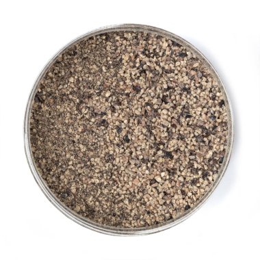 Spice Top View Siyah Biber Tozu Beyaz Arkaplanda İzole Edildi