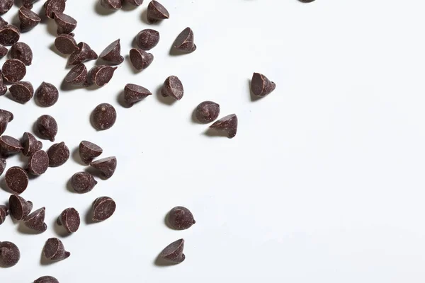 Chocolate Chips White Background — Stock Photo, Image
