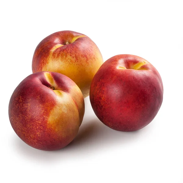 Nektarinen Einer Gruppe Von Drei Bündeln Von Hochglanzgehäuteten Glatten Pfirsichsorten — Stockfoto