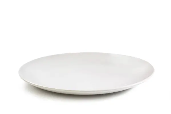 Plate Front View Empty Flat White Dish Food Macro Close — Stock Photo, Image
