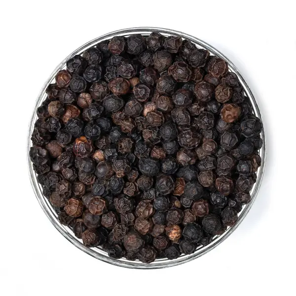 Spice Top View Whole Black Peppercorn Isolated White Background — Stock Photo, Image