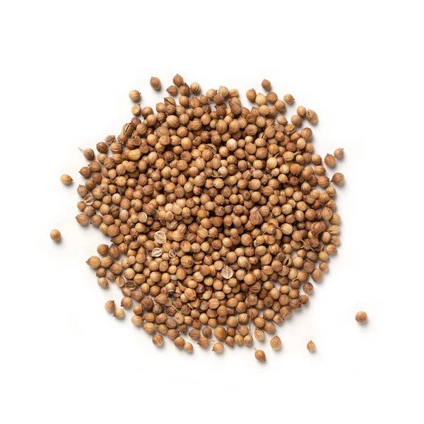 Coriander Seeds Pile Dry Coriander Fruits Aromatic Spice Top View — Stock Photo, Image