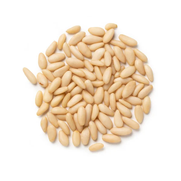Pine Nuts Heap Pine Kernels Unshelled Snack Top View Close — Stock Photo, Image