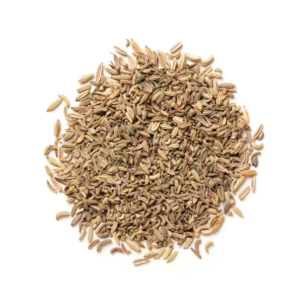 Fennel Seeds Heap Oriental Aromatic Condiment Aroma Top View Close — Stock Photo, Image