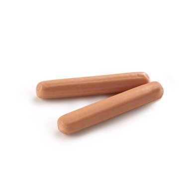 Wurstel, Sosis, Sosis, Salsicce, beyaz arka planda izole edilmiş.