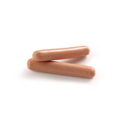 Wurstel, Sosis, Sosis, Salsicce, beyaz arka planda izole edilmiş.