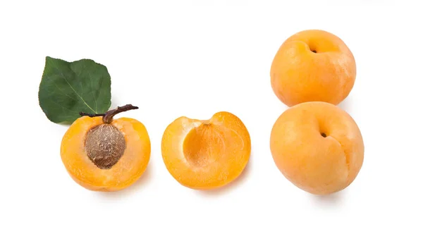 Apricot Fruits Leaf Isolated White Background — Stock Photo, Image