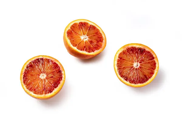 Sicilian Oranges Cut Open Isolated White Background — Stock Photo, Image