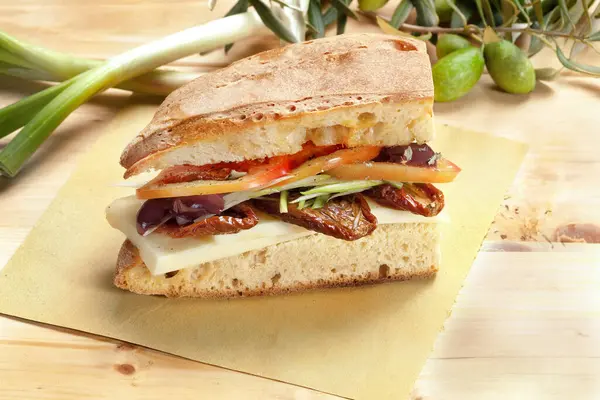 typical seasoned Sicilian sandwich\