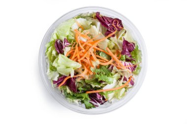 Karışık salata - Beyaz Arkaplanda İzole Edilmiş - Üst Görünüm, Makro Yakın Çekim - Beyaz Arkaplanda İzole Edilmiş