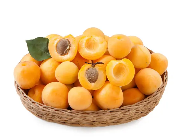 Frutas Albaricoque Con Hoja Aislada Sobre Fondo Blanco Imágenes de stock libres de derechos