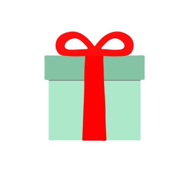 Kırmızı yay ile yeşil hediye kutusu clipart illüstrasyon