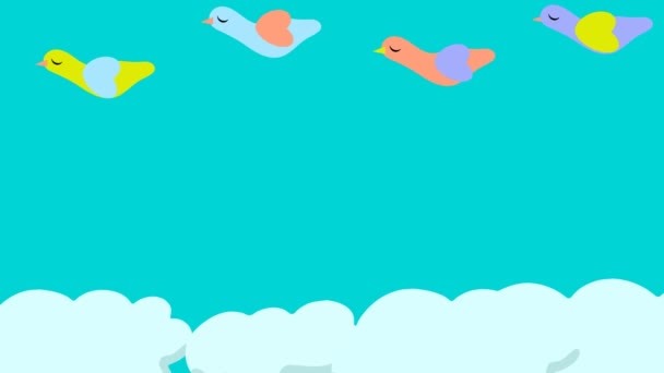 云彩和鸟类动画 — 图库视频影像