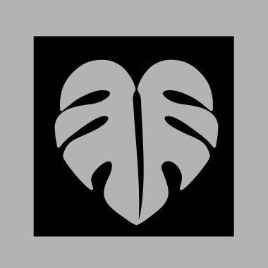 Canavar yaprağı siyah siluet çizimi