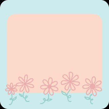 Şirin Metin Banner Çerçevesi Pembe ve Mavi Kırmızı Çiçeklerle