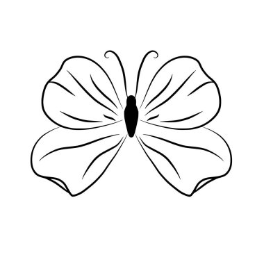Sanatsal kelebek çizgisi sanat ana hatları vektör çizimi