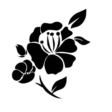 Kiraz çiçeği çiçeği silueti Clipart vektör çizimi