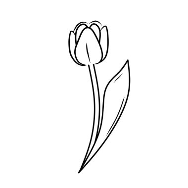 Lale çiçeği ana hatları siyah çizgi iklim vektörü çizimi
