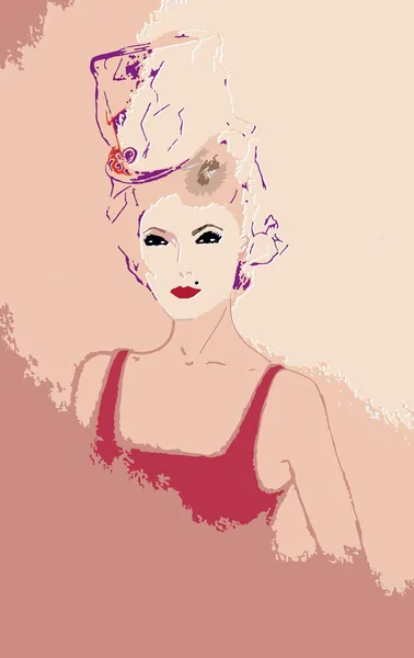 Femme Cylindre Avec Voile Illustration Colorée — Image vectorielle