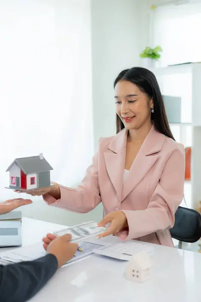Salesperson, house broker representing Asia Present sample home plans and explain business contracts, rentals, purchases, mortgages, loans, or home insurance.