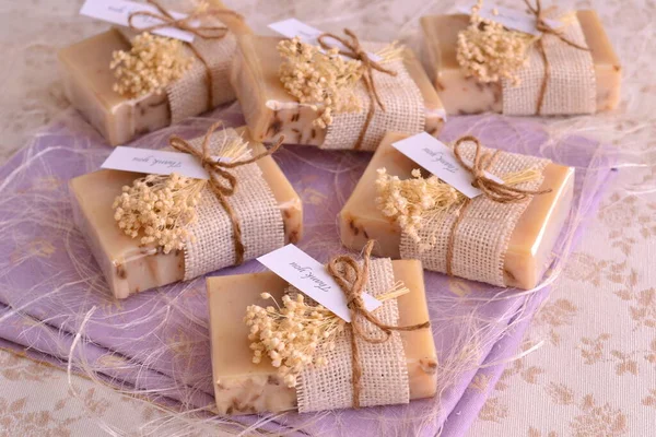 Wedding favors lavender natural soaps gift for guests, artisan soaps decorated in natural colours with flowers and ribbon, rustic weddings, bridal party